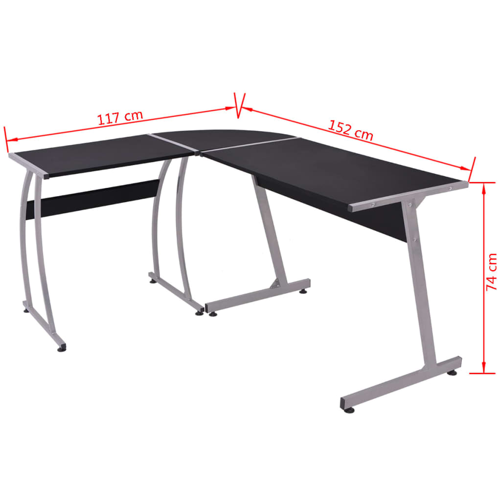 Modern Black L-Shaped Corner Desk - Sleek Wood Finish