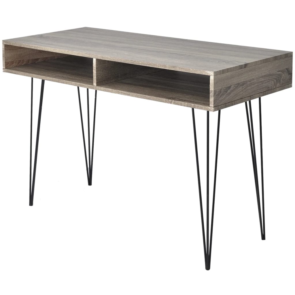 Modern Grey Desk with 2 Compartments - Sleek & Functional Design