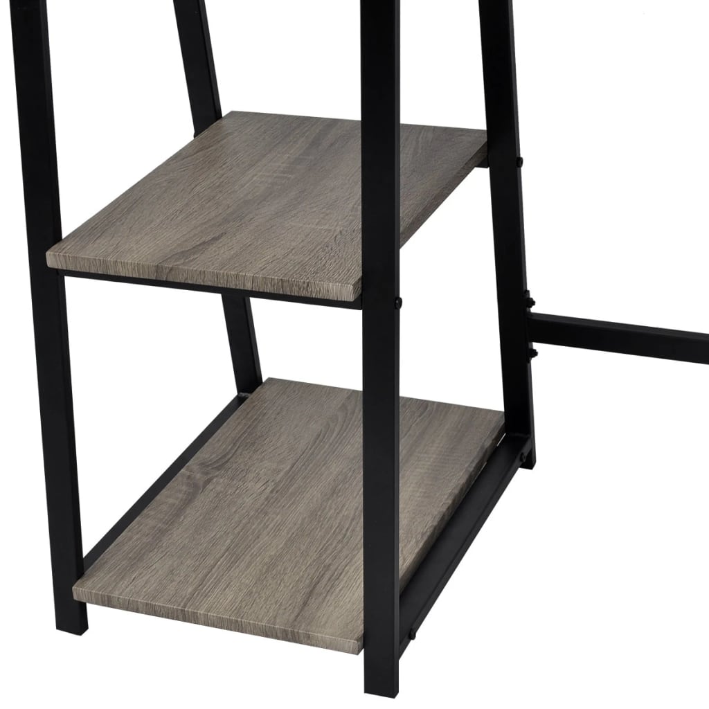 Modern Grey & Oak Desk with 2 Shelves - Stylish & Functional