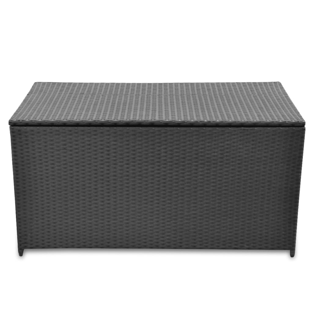 Black Poly Rattan Garden Storage Box 120x50x60 cm