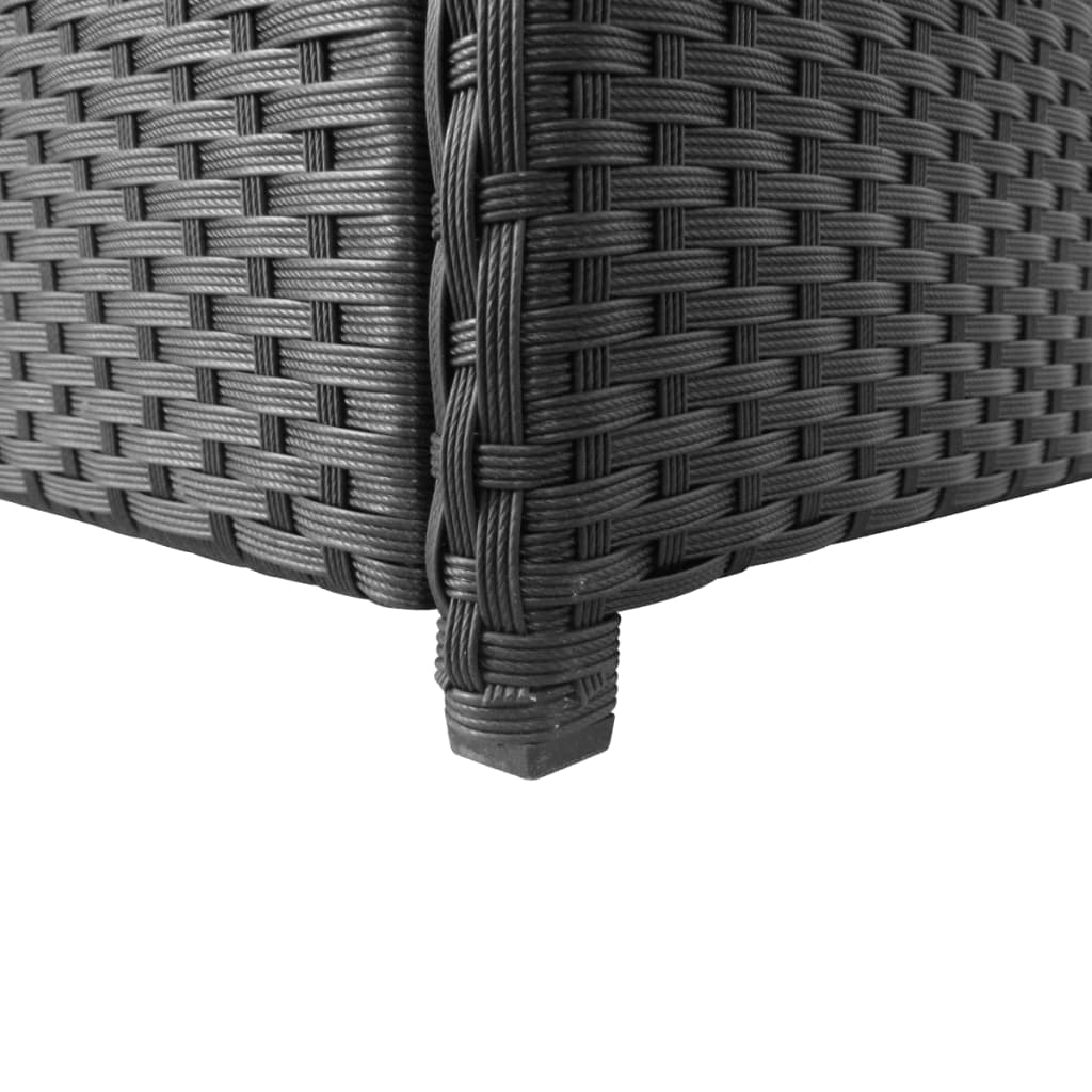 Black Poly Rattan Garden Storage Box 120x50x60 cm