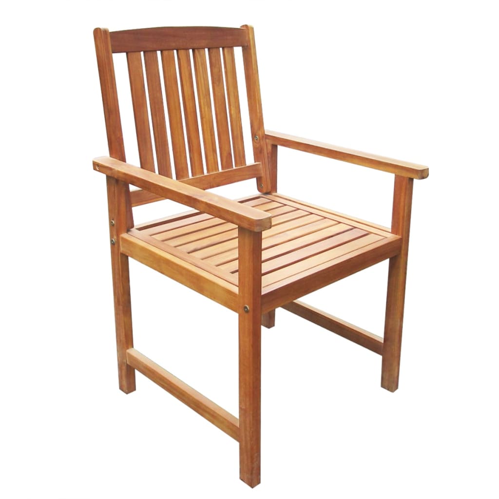 2-Piece Brown Acacia Wood Garden Chairs Set - Durable & Stylish