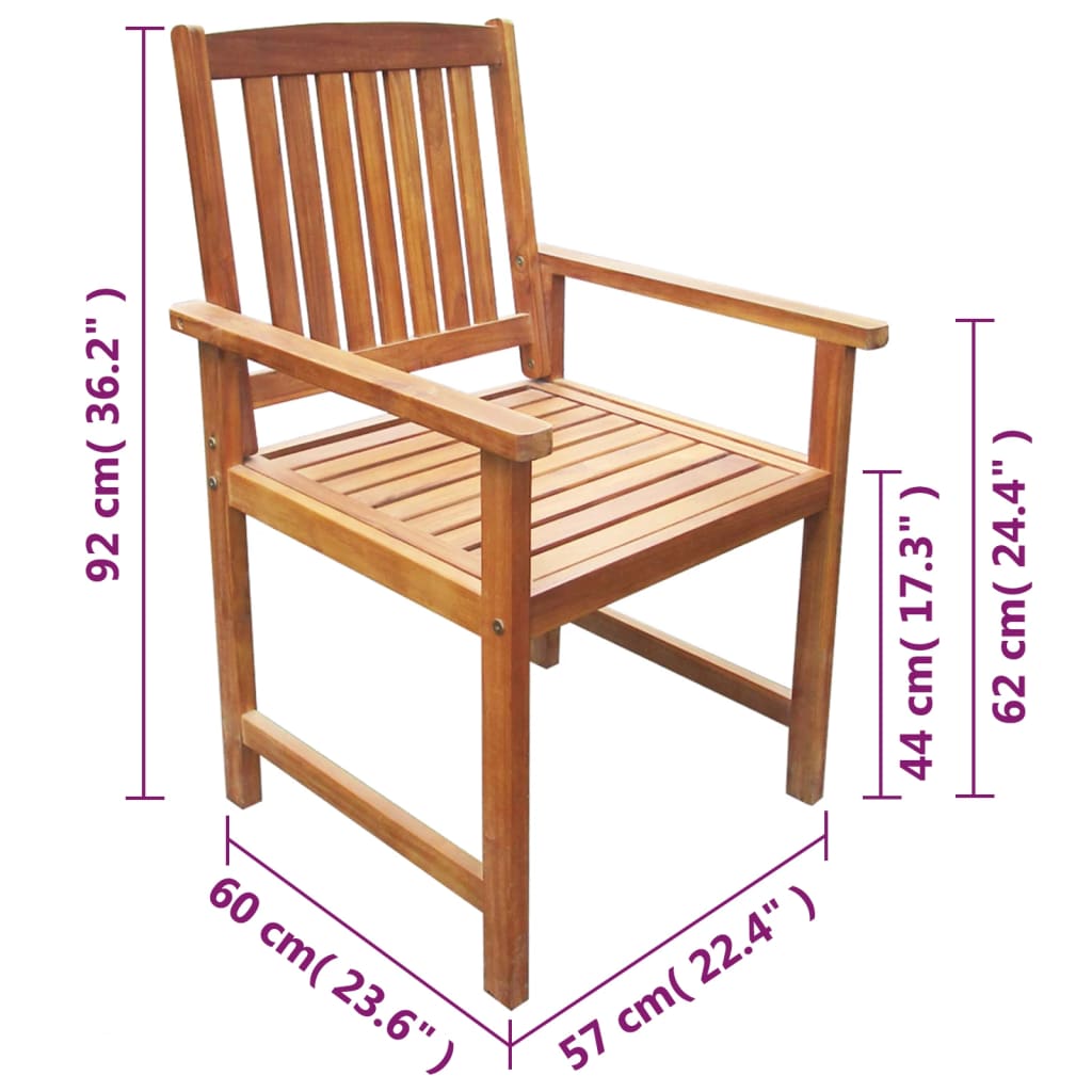 2-Piece Brown Acacia Wood Garden Chairs Set - Durable & Stylish