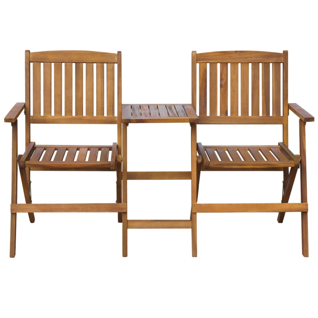 Solid Acacia Folding Garden Bench with Tea Table - 140 cm