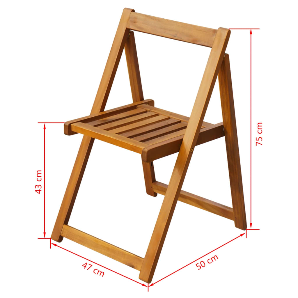 Solid Acacia Wood Folding Garden Chairs, 2 pcs - Durable & Stylish