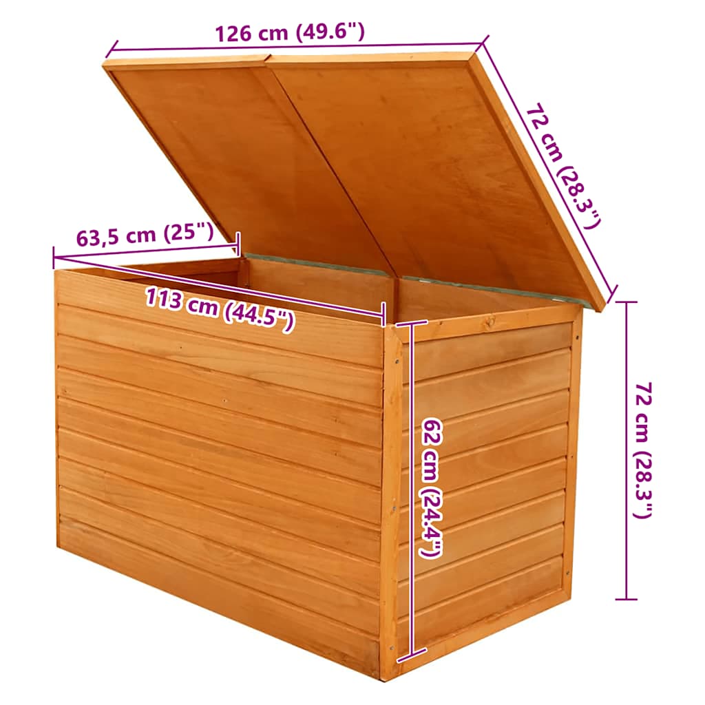 Wooden Garden Storage Box 126x72x72 cm - Durable Outdoor Solution
