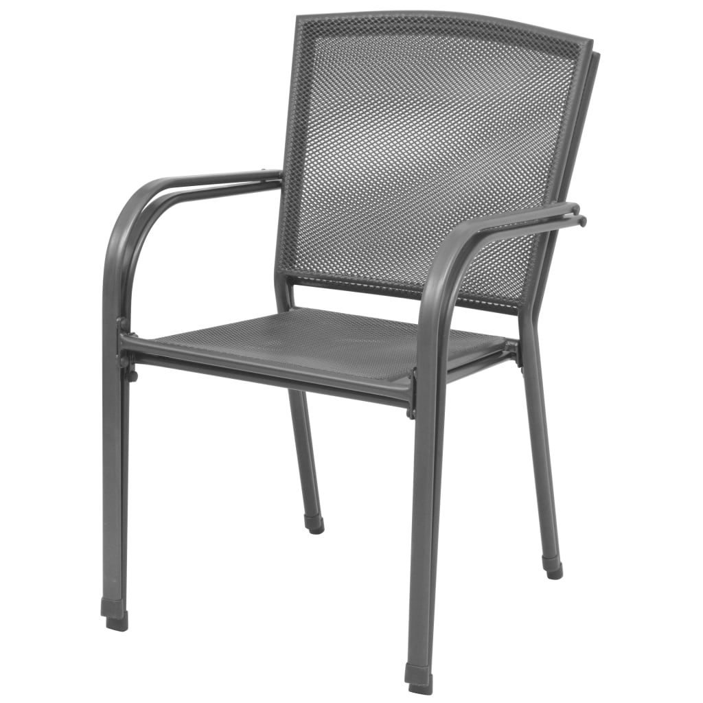 Steel Grey Stackable Garden Chairs, Set of 2 - Durable & Stylish