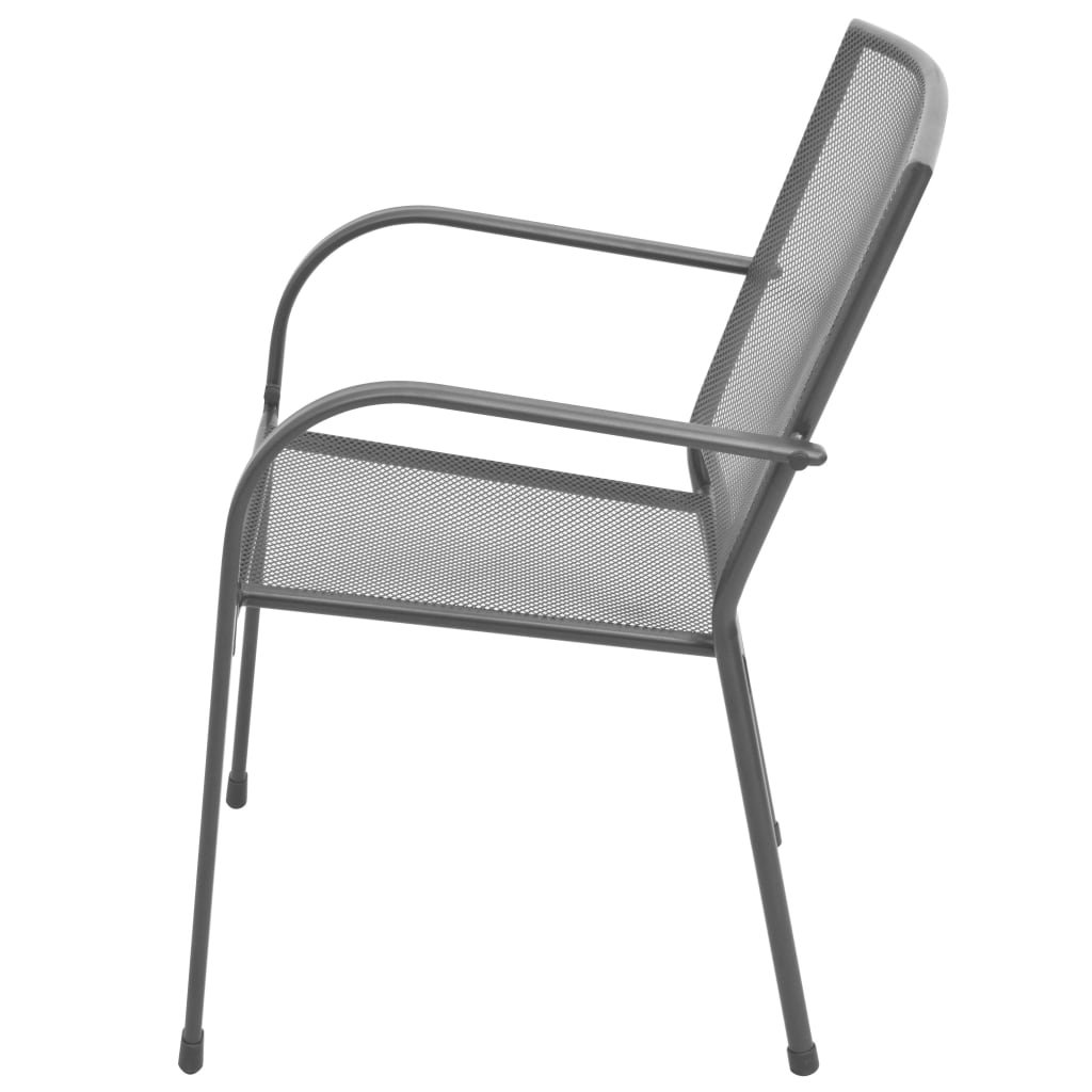 Steel Grey Stackable Garden Chairs, Set of 2 - Durable & Stylish