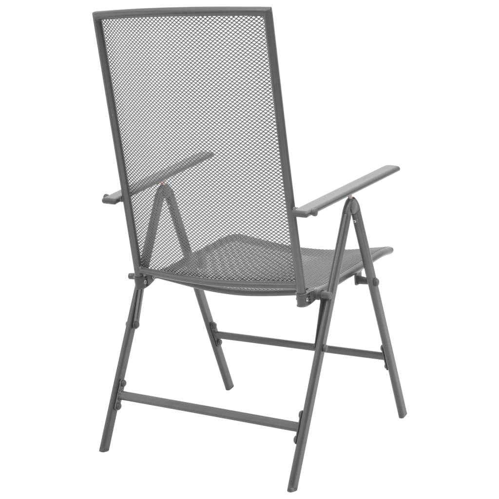 Sleek Steel Grey Stackable Garden Chairs - Set of 2