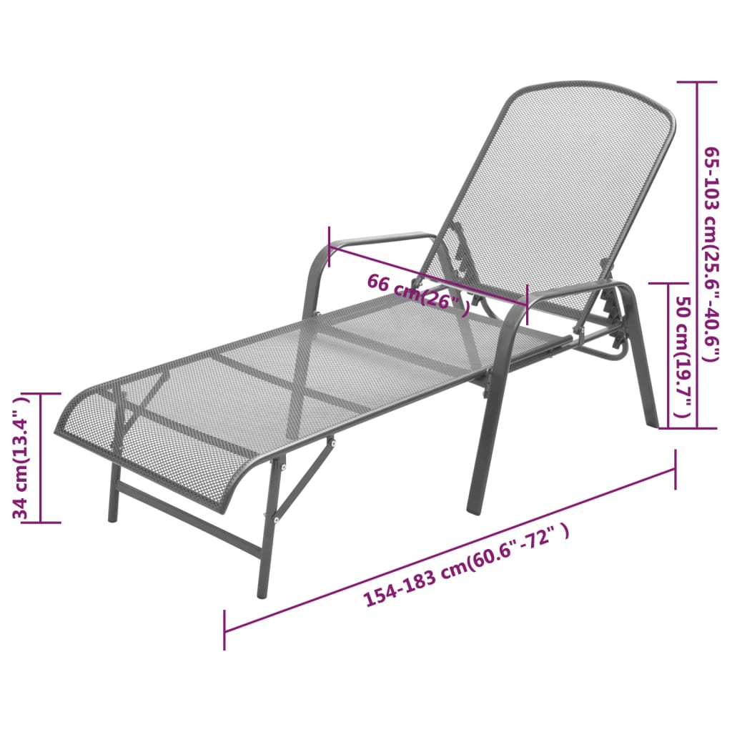 Stylish Sun Lounger in Anthracite Steel - Modern Outdoor Relaxation