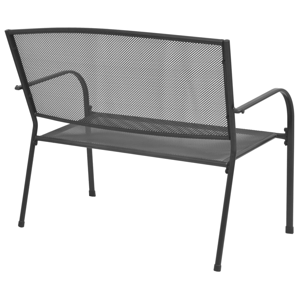 Stylish Anthracite Garden Bench - 108 cm Steel & Mesh Design