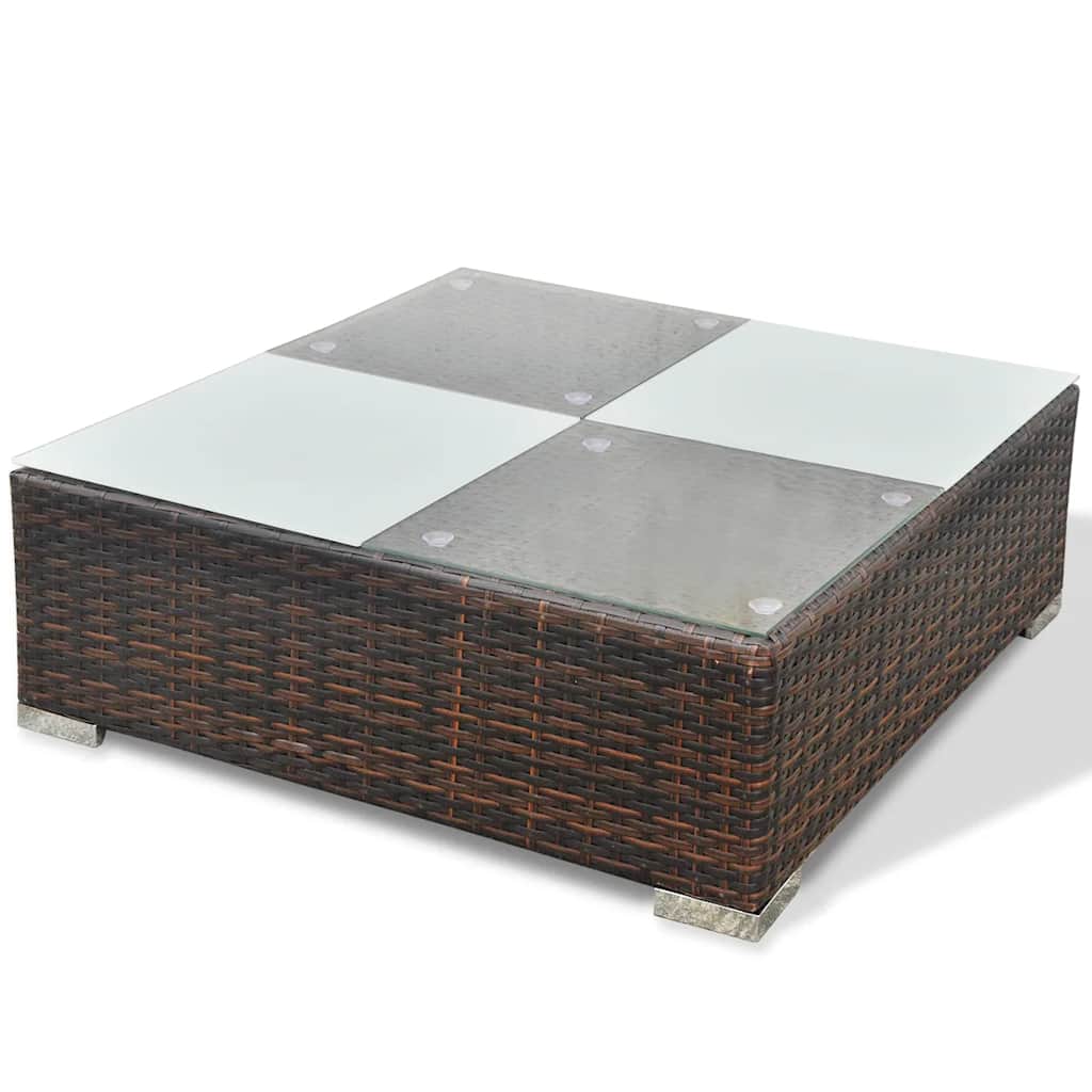 6 Piece Garden Lounge Set with Cushions Poly Rattan Brown