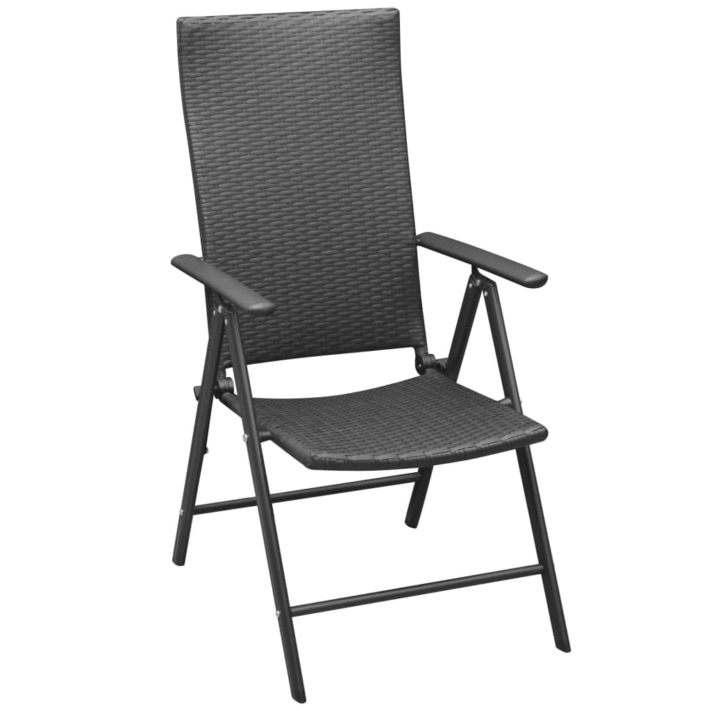 Stylish Black Poly Rattan Stackable Garden Chairs - Set of 2