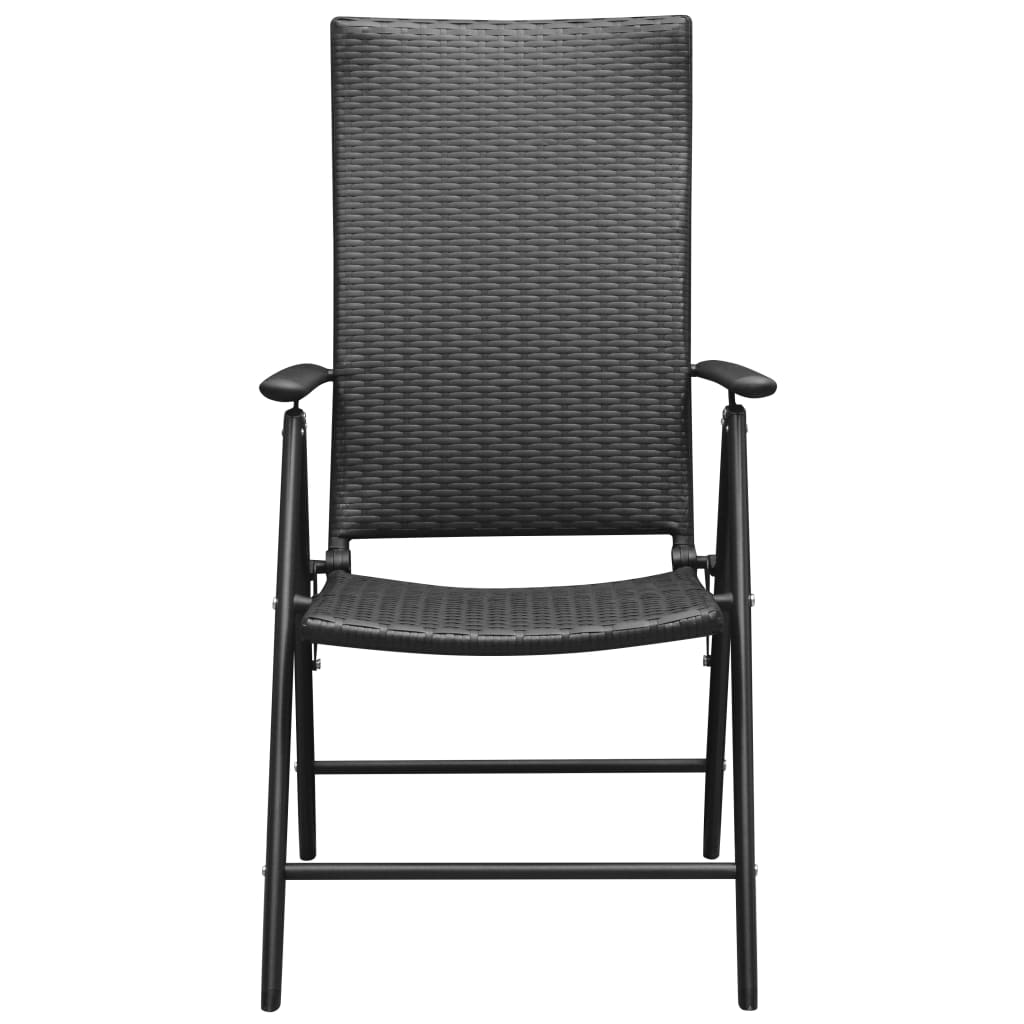 Stylish Black Poly Rattan Stackable Garden Chairs - Set of 2