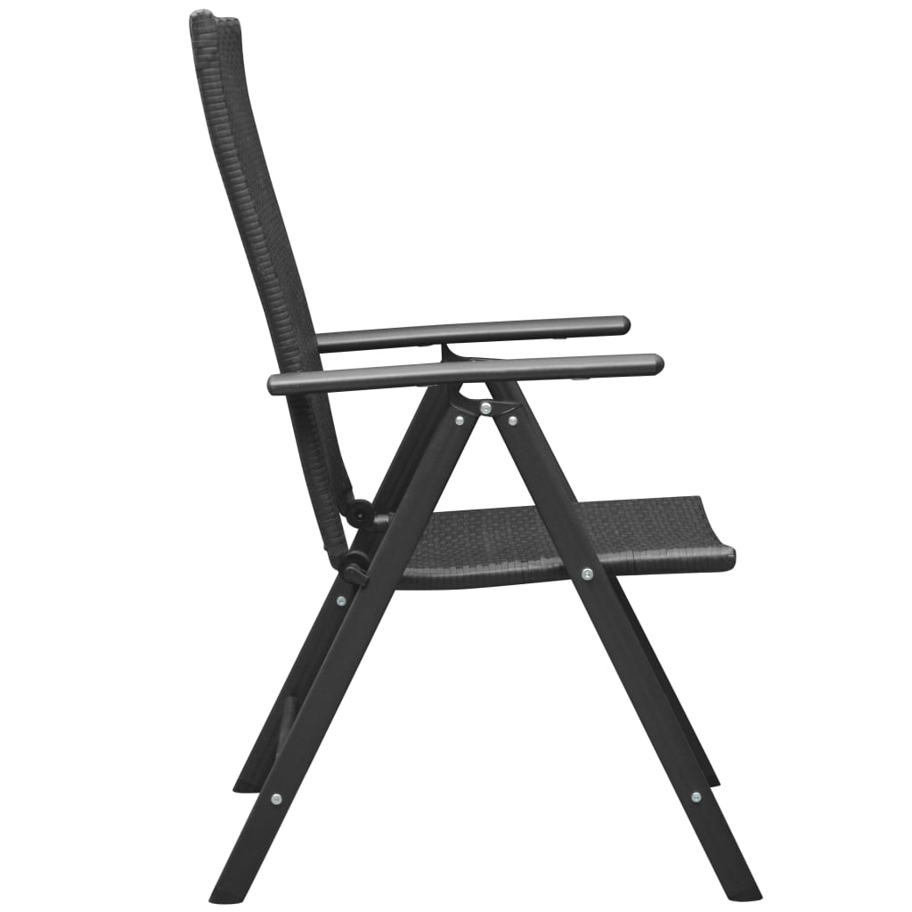 Stylish Black Poly Rattan Stackable Garden Chairs - Set of 2