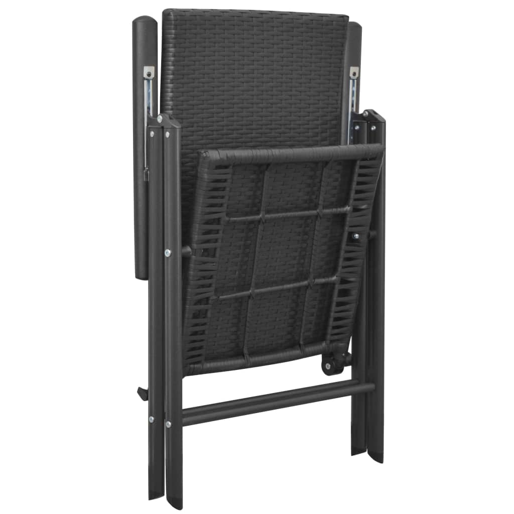 Stylish Black Poly Rattan Stackable Garden Chairs - Set of 2