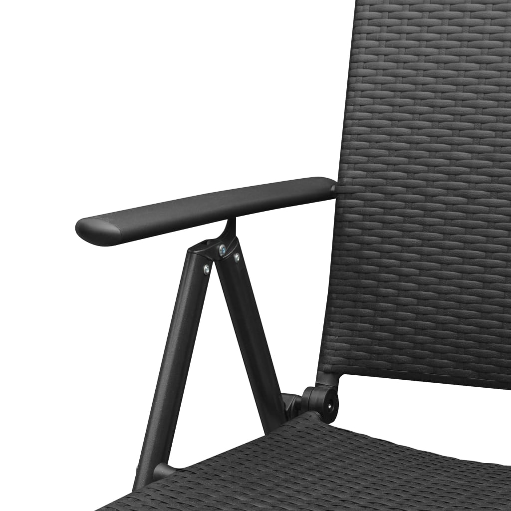 Stylish Black Poly Rattan Stackable Garden Chairs - Set of 2