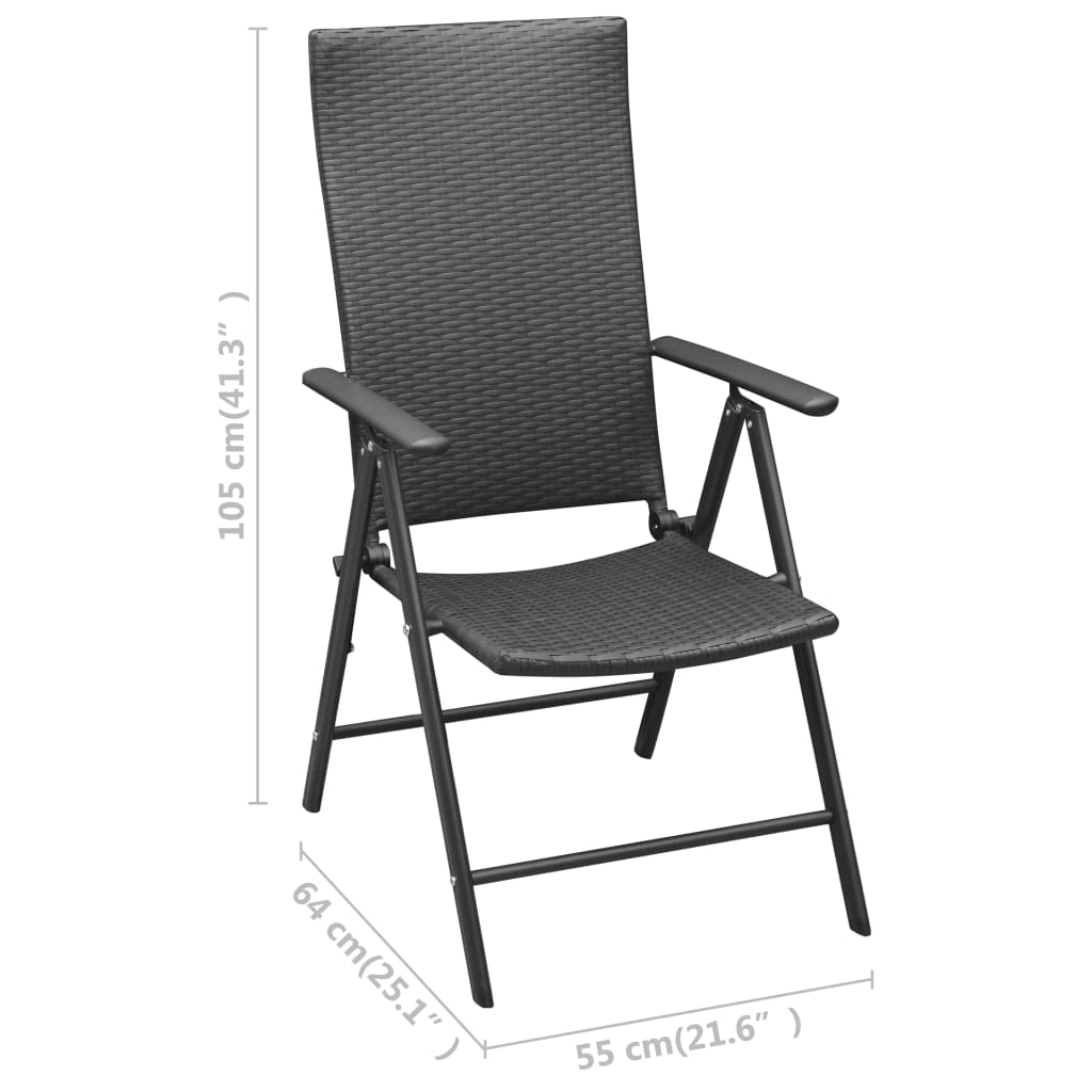 Stylish Black Poly Rattan Stackable Garden Chairs - Set of 2