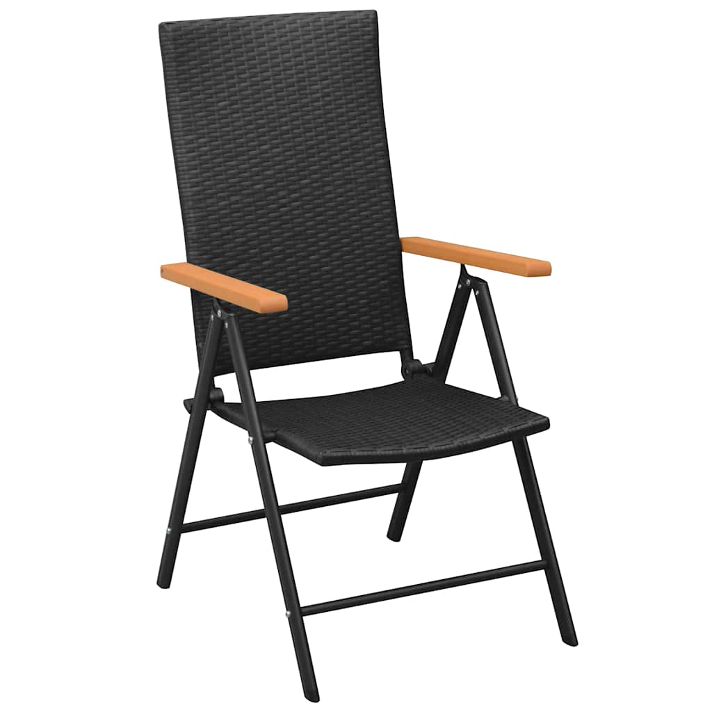 Stackable Black Poly Rattan Garden Chairs - Set of 2