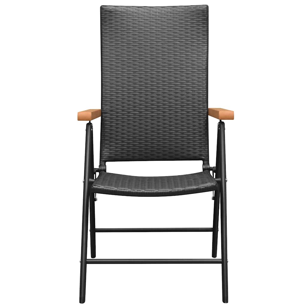 Stackable Black Poly Rattan Garden Chairs - Set of 2