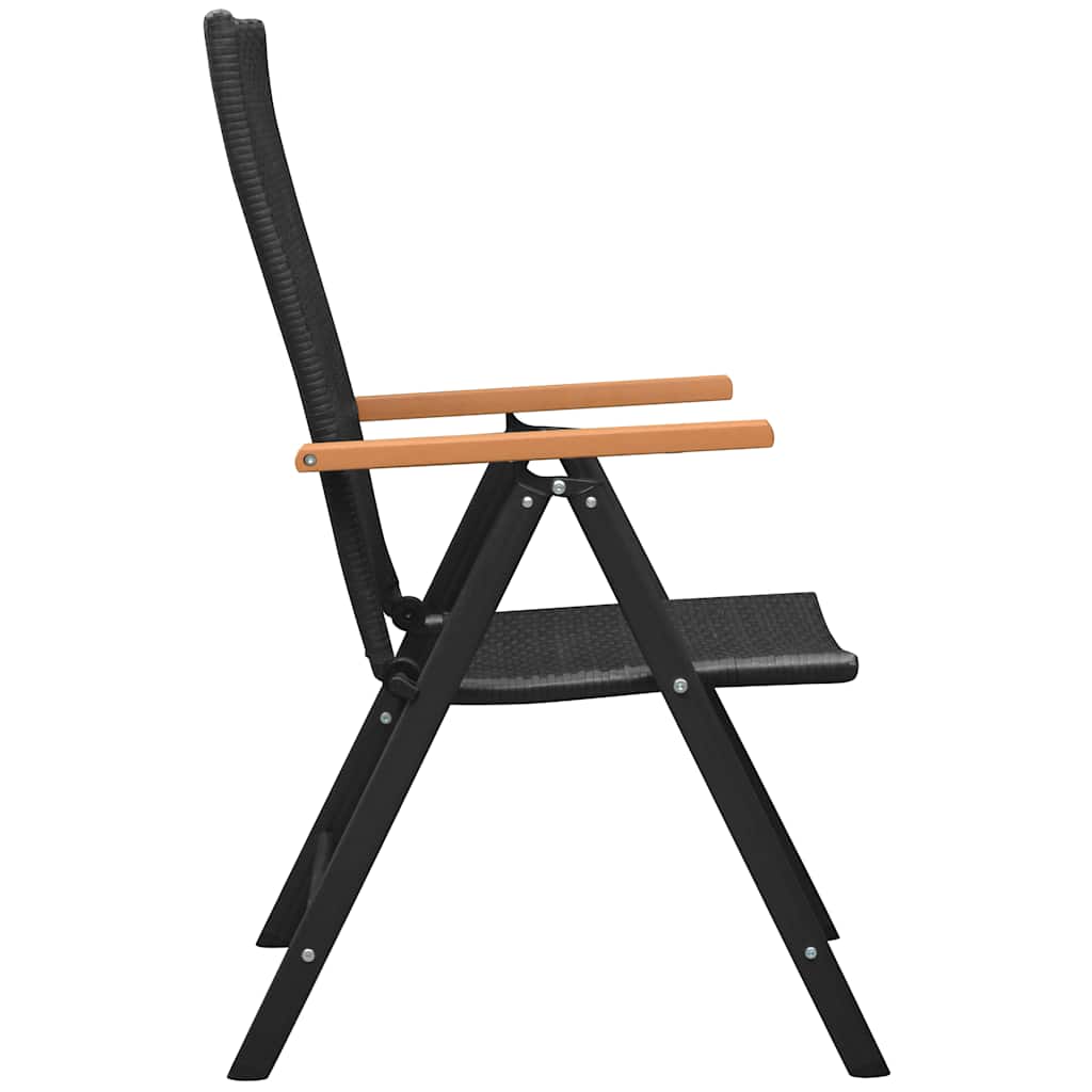 Stackable Black Poly Rattan Garden Chairs - Set of 2