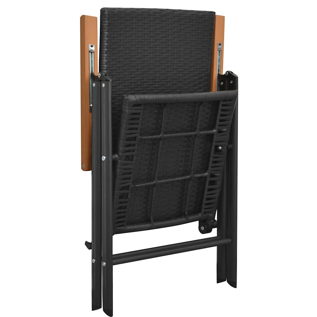 Stackable Black Poly Rattan Garden Chairs - Set of 2