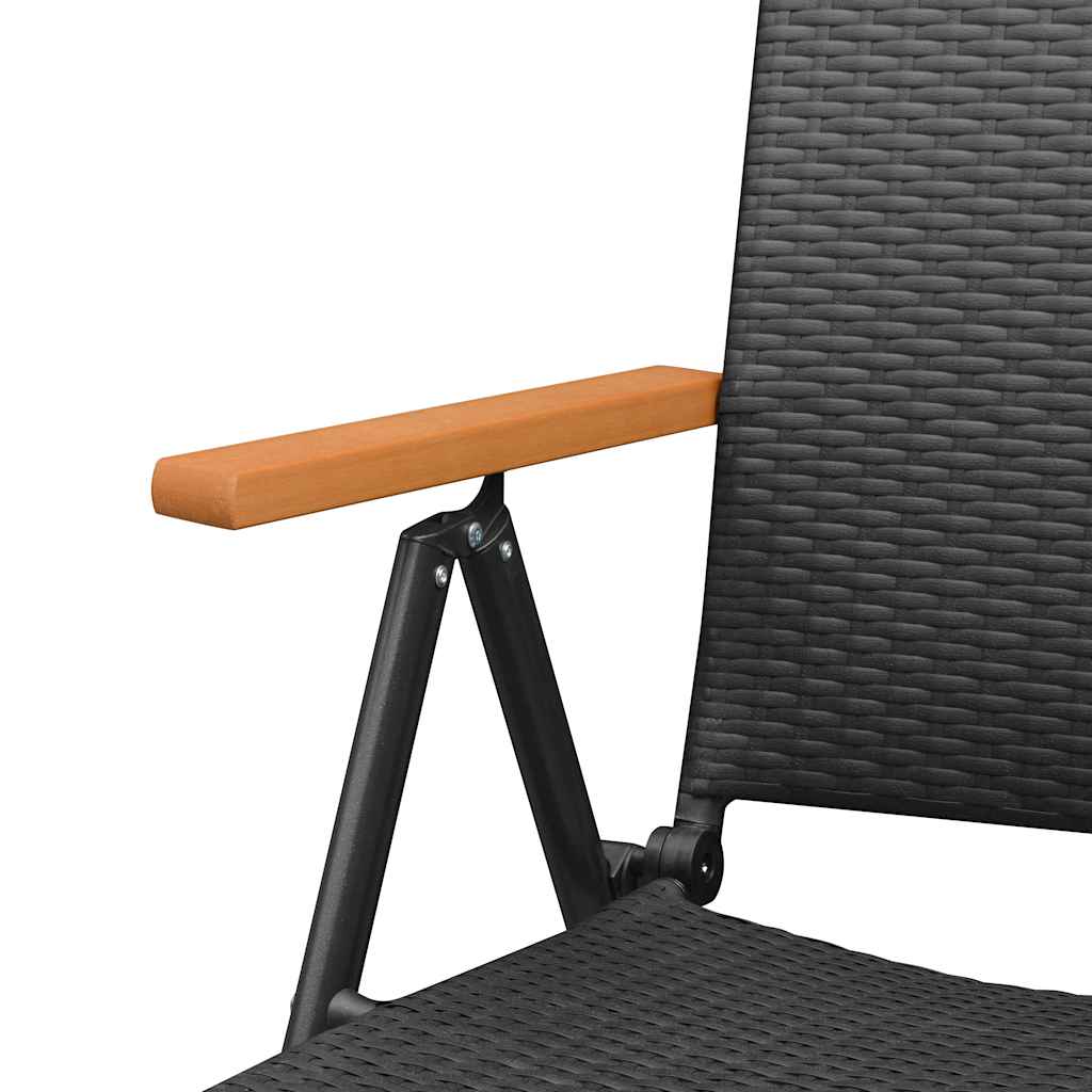 Stackable Black Poly Rattan Garden Chairs - Set of 2