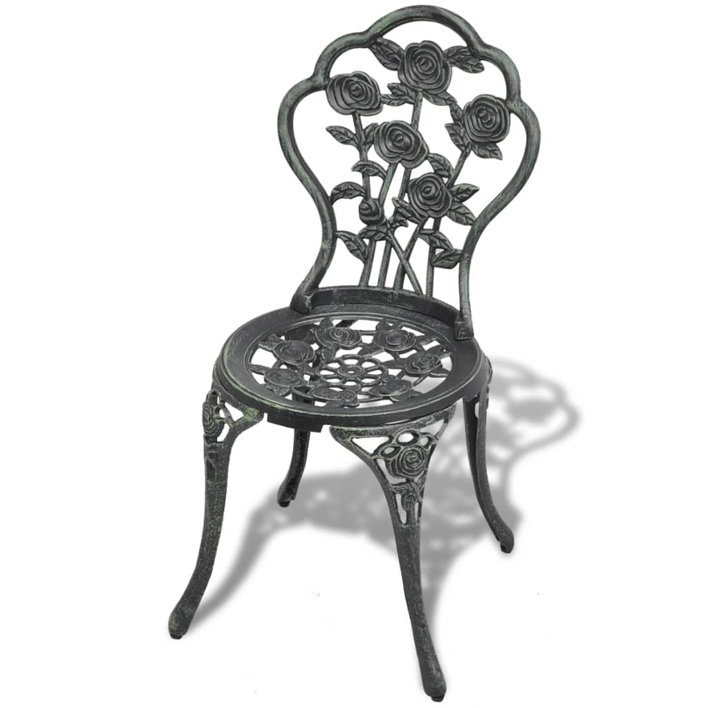 Elegant Bistro Chairs Set of 2 - Green Cast Aluminium Seating