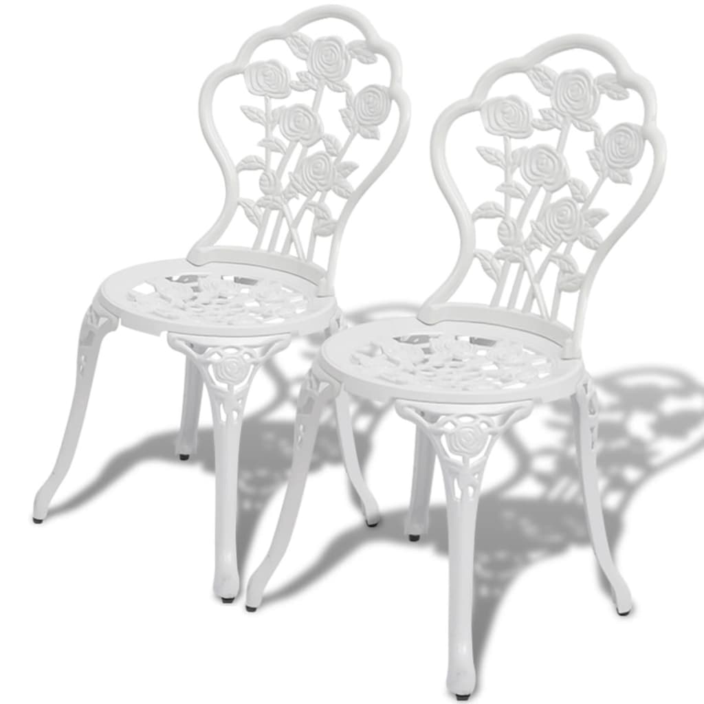 Elegant White Cast Aluminium Bistro Chairs – Set of 2
