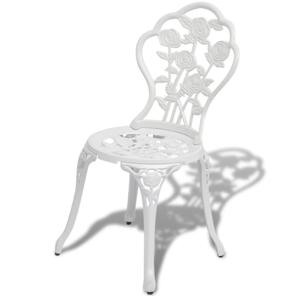 Elegant White Cast Aluminium Bistro Chairs – Set of 2