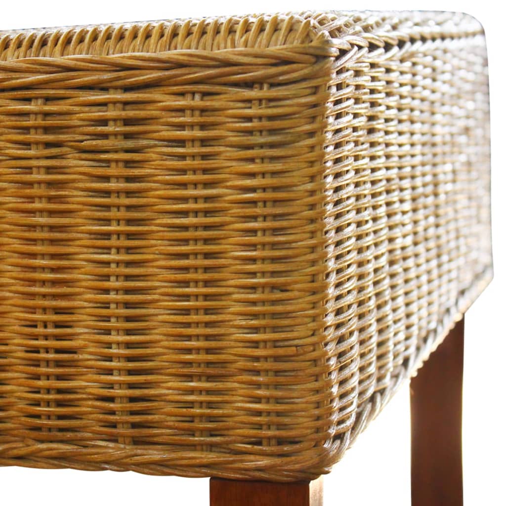 Set of 2 Brown Natural Rattan Dining Chairs - Elegant Design