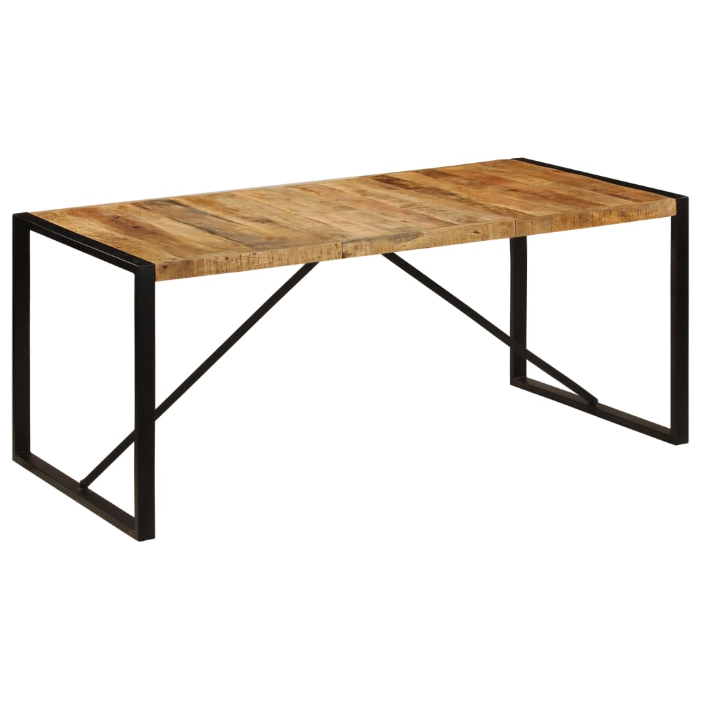 Solid Mango Wood Dining Table, Rustic Finish, 180 cm