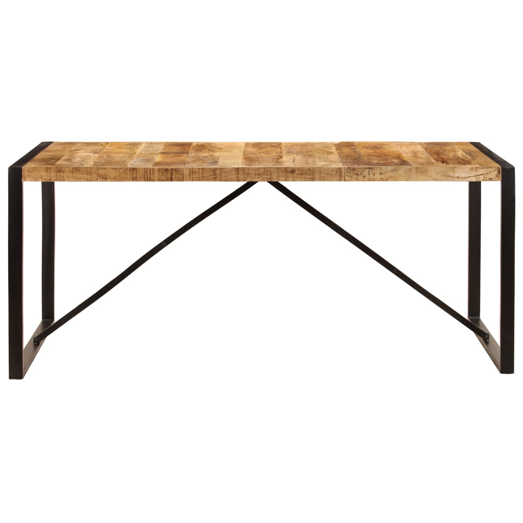 Solid Mango Wood Dining Table, Rustic Finish, 180 cm