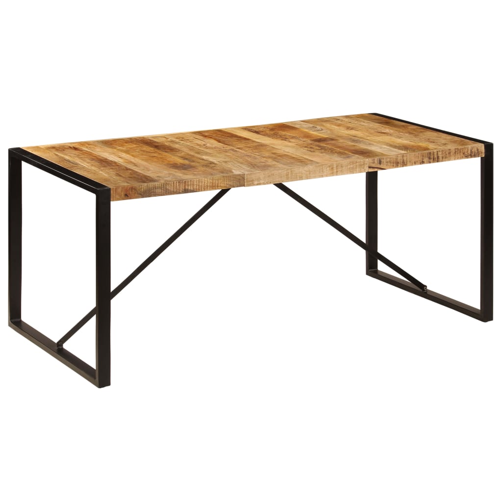 Solid Mango Wood Dining Table, Rustic Finish, 180 cm