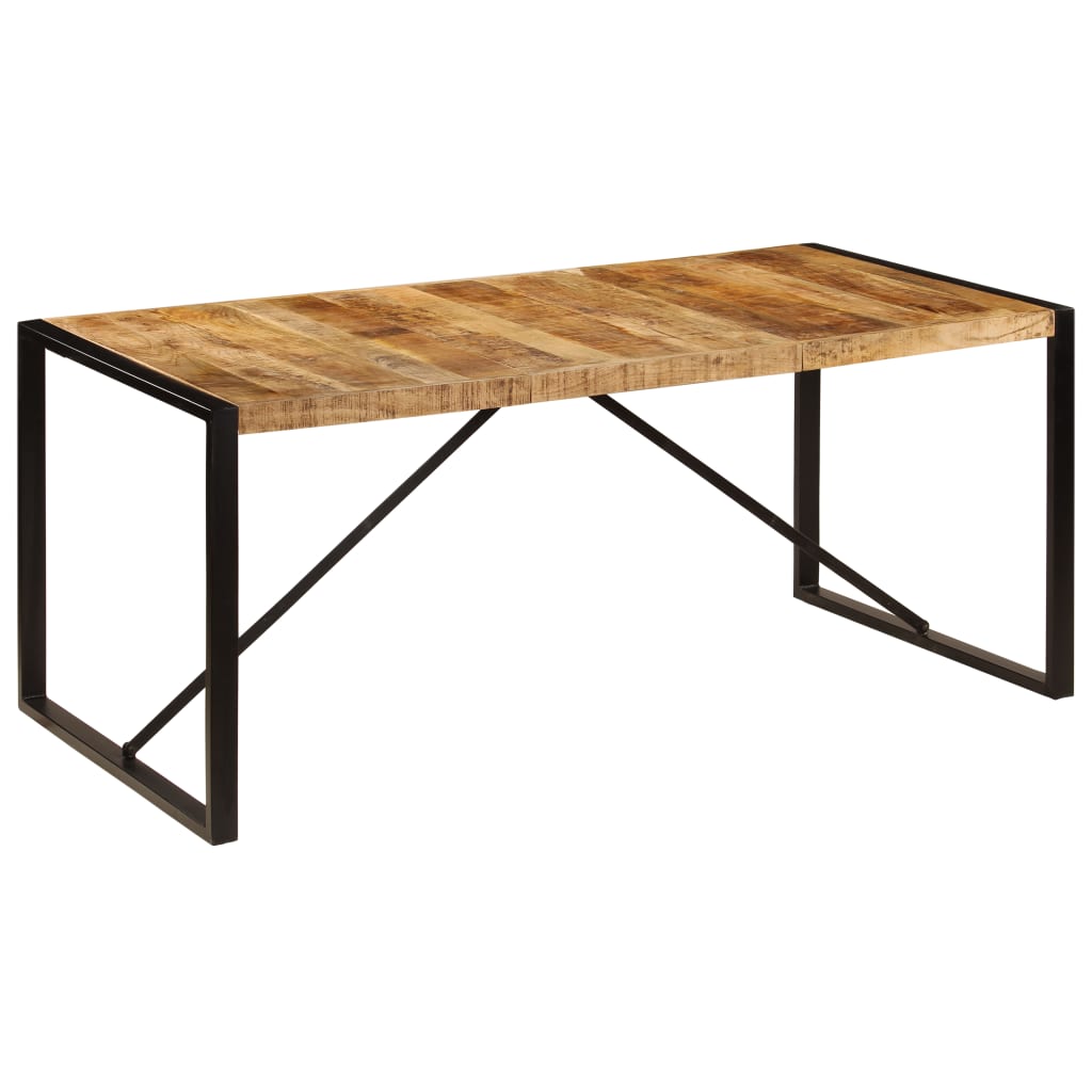 Solid Mango Wood Dining Table, Rustic Finish, 180 cm