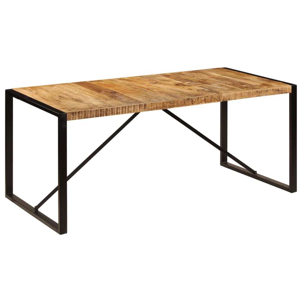 Solid Mango Wood Dining Table, Rustic Finish, 180 cm
