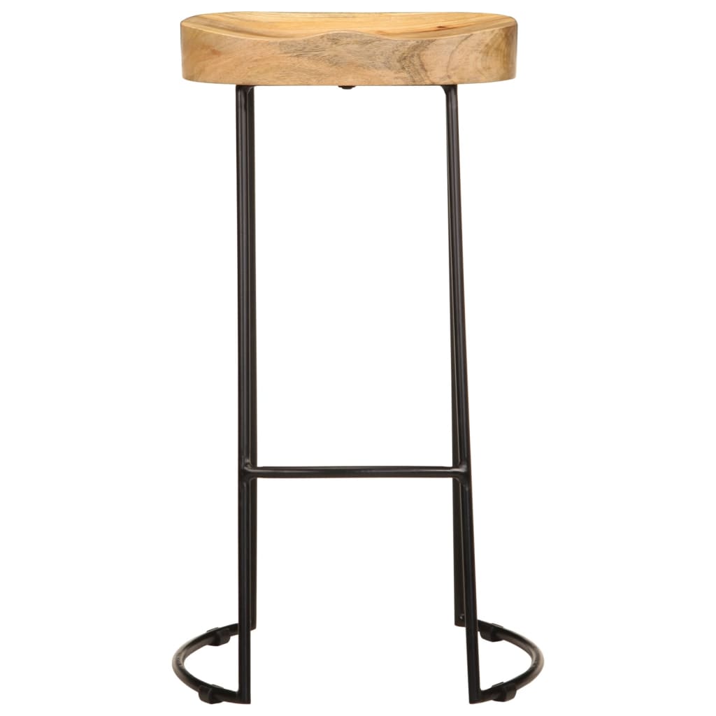 Solid Mango Wood Bar Stools - Set of 2 Vintage Style Seats