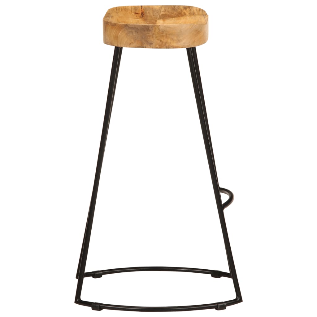 Solid Mango Wood Bar Stools - Set of 2 Vintage Style Seats