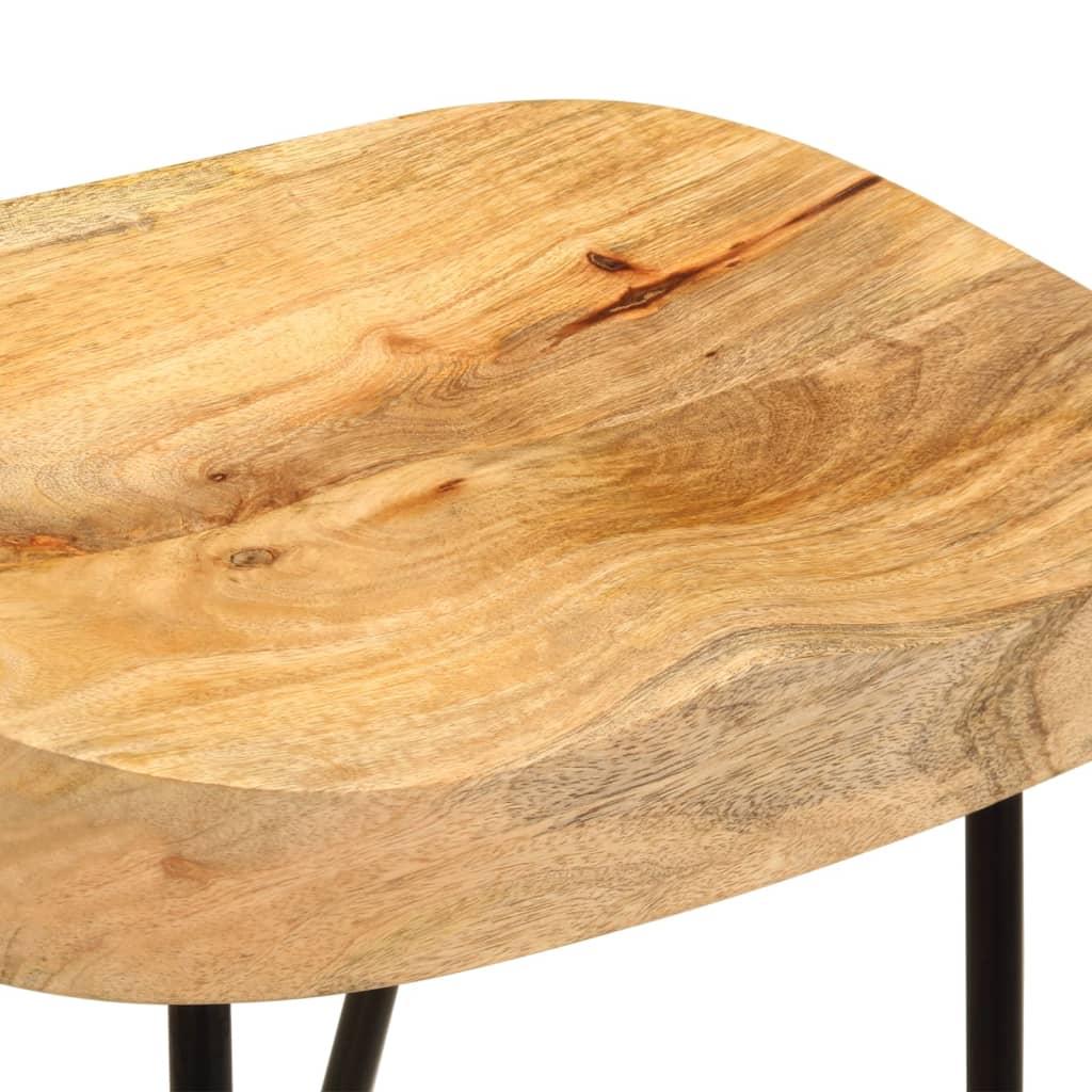 Solid Mango Wood Bar Stools - Set of 2 Vintage Style Seats