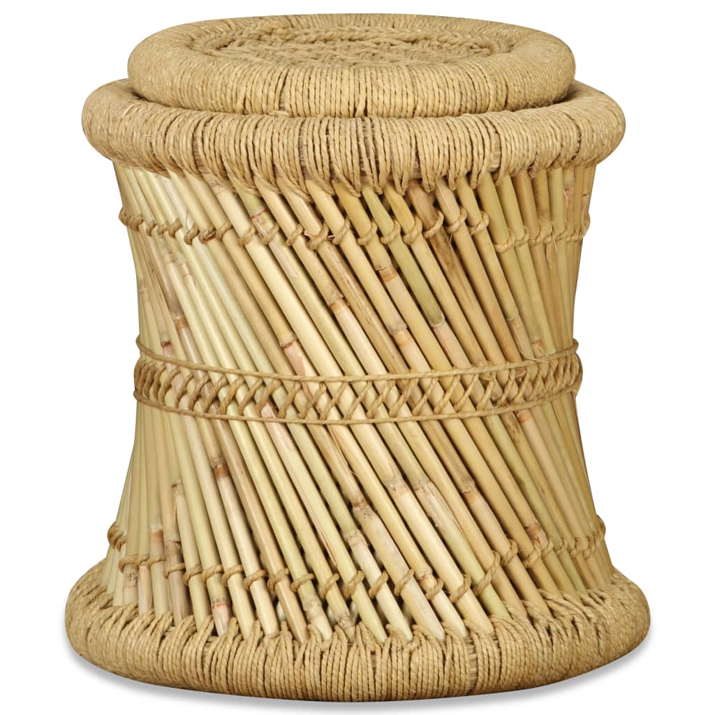 Eco-Friendly Bamboo & Jute Stools Set - Natural Charm, 2 Piece