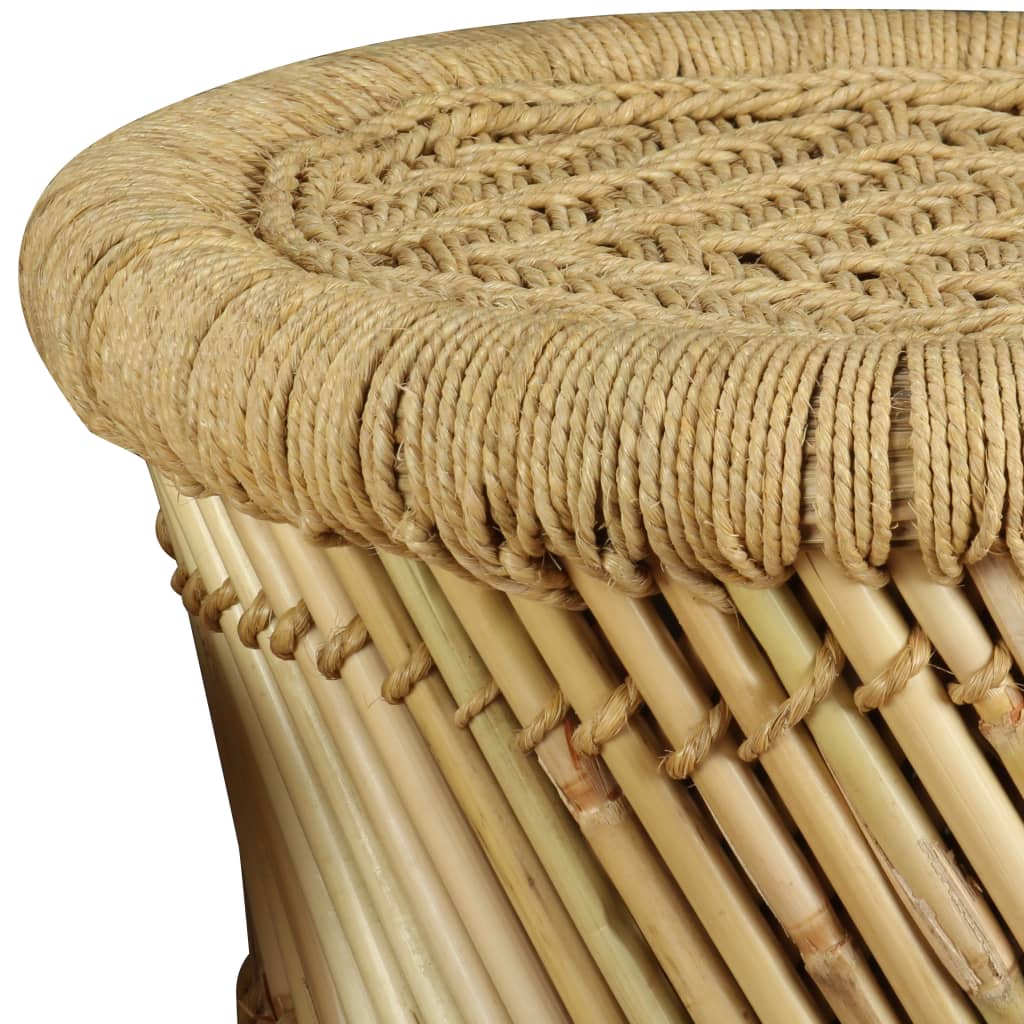 Eco-Friendly Bamboo & Jute Stools Set - Natural Charm, 2 Piece