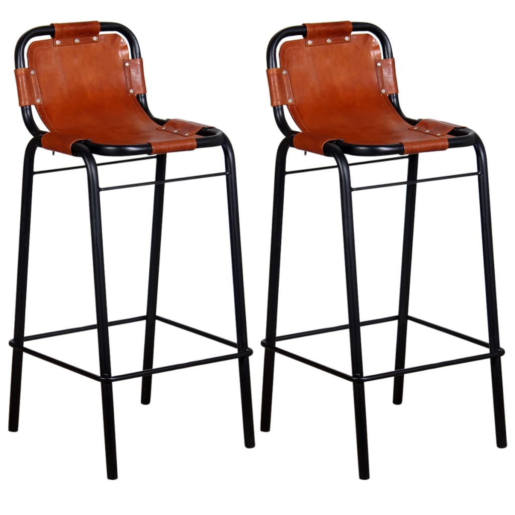 Luxury Real Leather Bar Stools Set of 2 - Elegant and Durable
