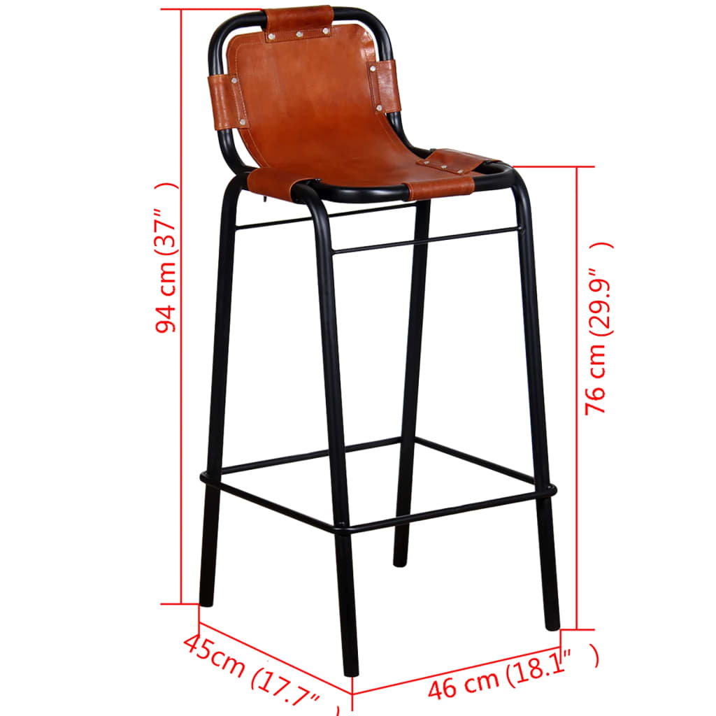 Luxury Real Leather Bar Stools Set of 2 - Elegant and Durable