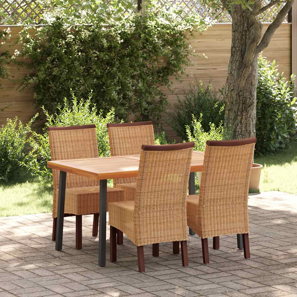 Dining Chairs 4 pcs Brown Natural Rattan