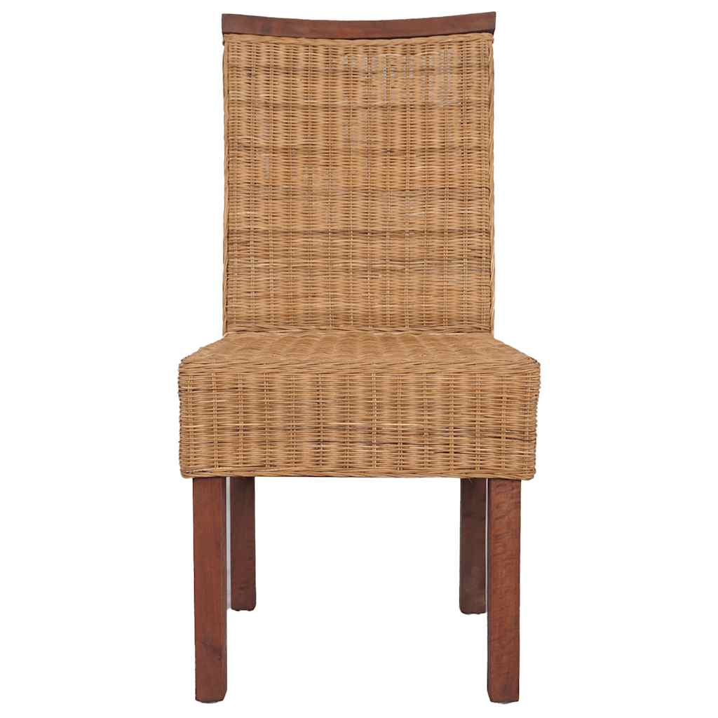 Dining Chairs 6 pcs Brown Natural Rattan