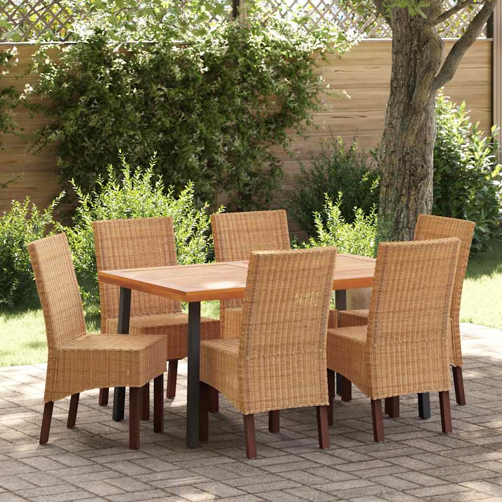 Dining Chairs 6 pcs Brown Natural Rattan