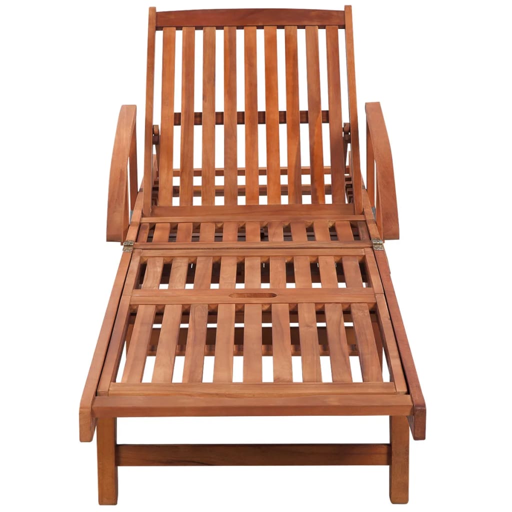 2-Piece Solid Acacia Wood Sun Loungers with Table Set