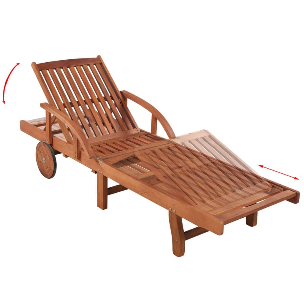 2-Piece Solid Acacia Wood Sun Loungers with Table Set