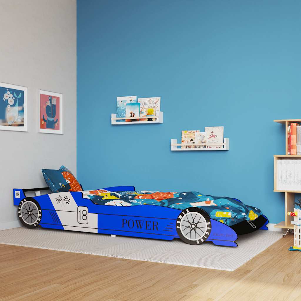Blue Race Car Bed for Kids - 90x200 cm - Durable & Fun Design