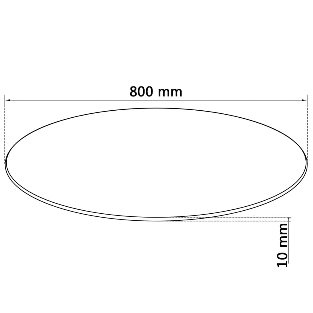 Clear Tempered Glass Round Tabletop - 800mm